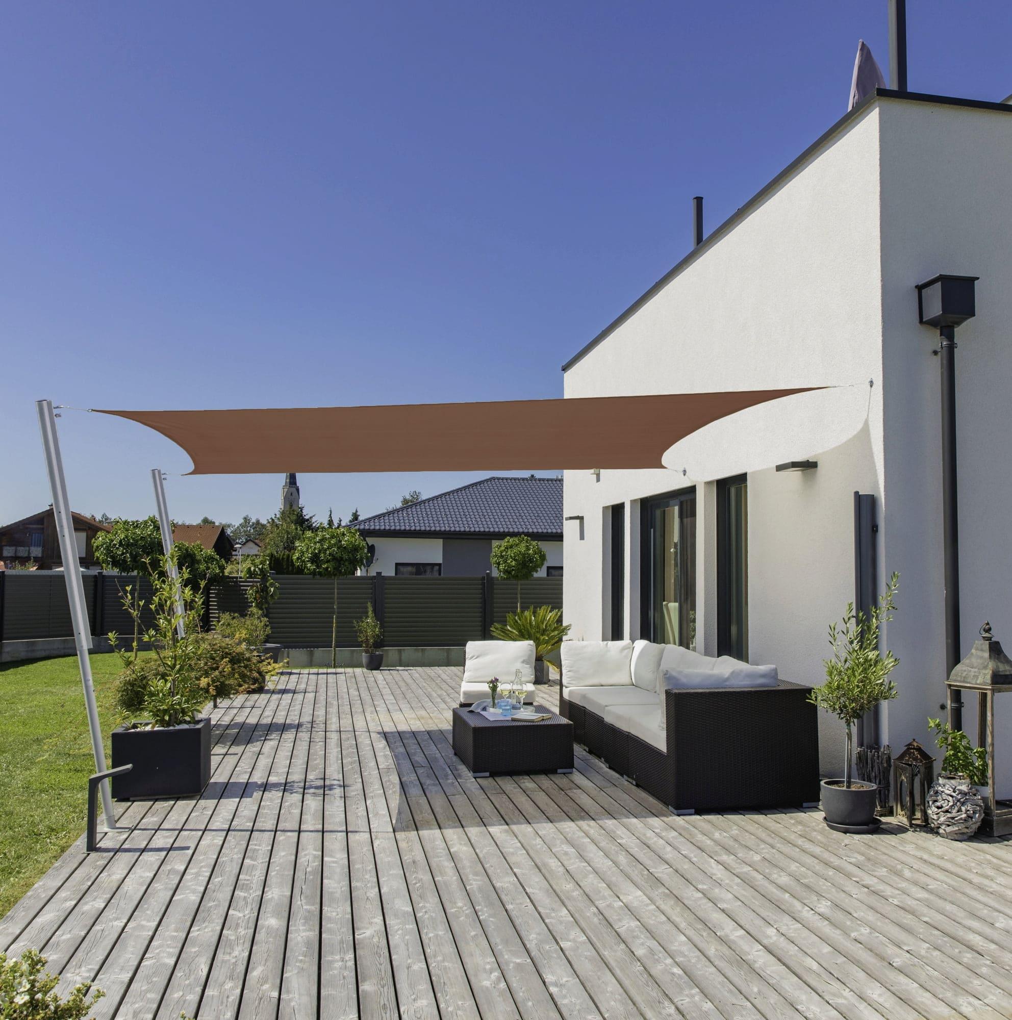 Toile d'ombrage Rectangulaire Marron Toile d'Ombrage