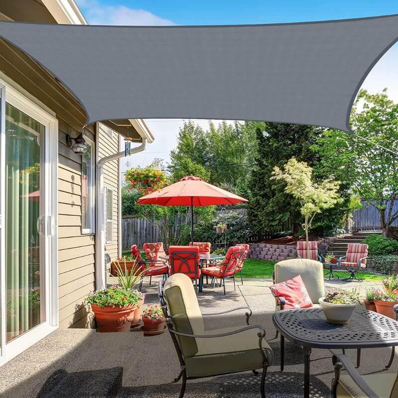 Toile d'ombrage Carré Grise Mon refuge Fraicheur