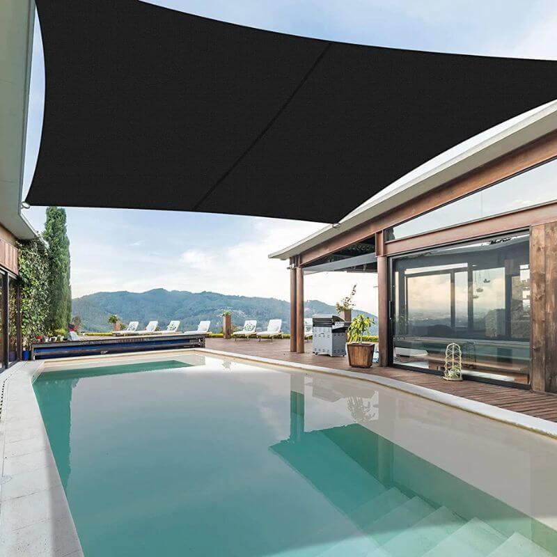 Toile d'ombrage Carré Noir Mon refuge Fraicheur