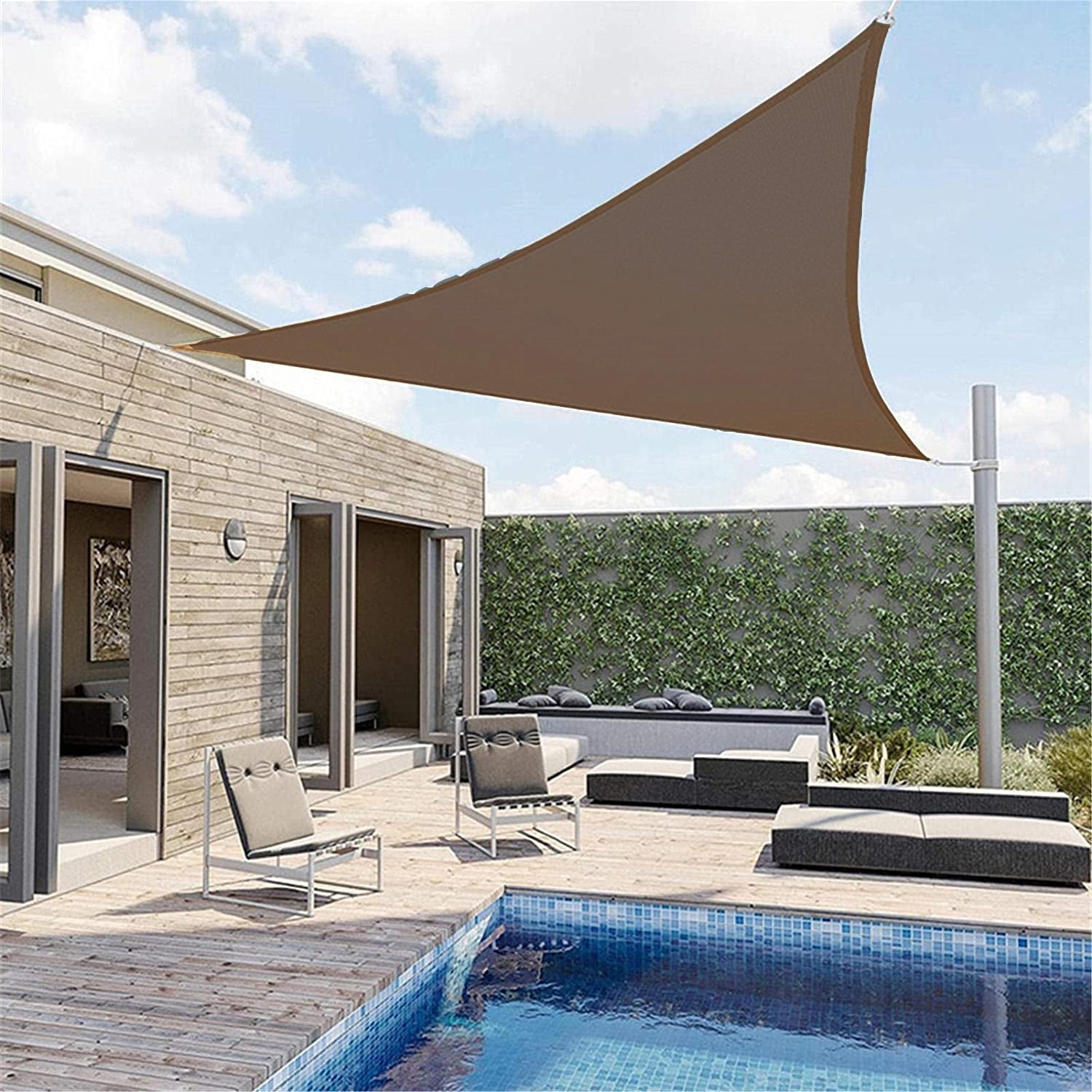 Toile d'ombrage Triangulaire Marron Mon refuge Fraicheur