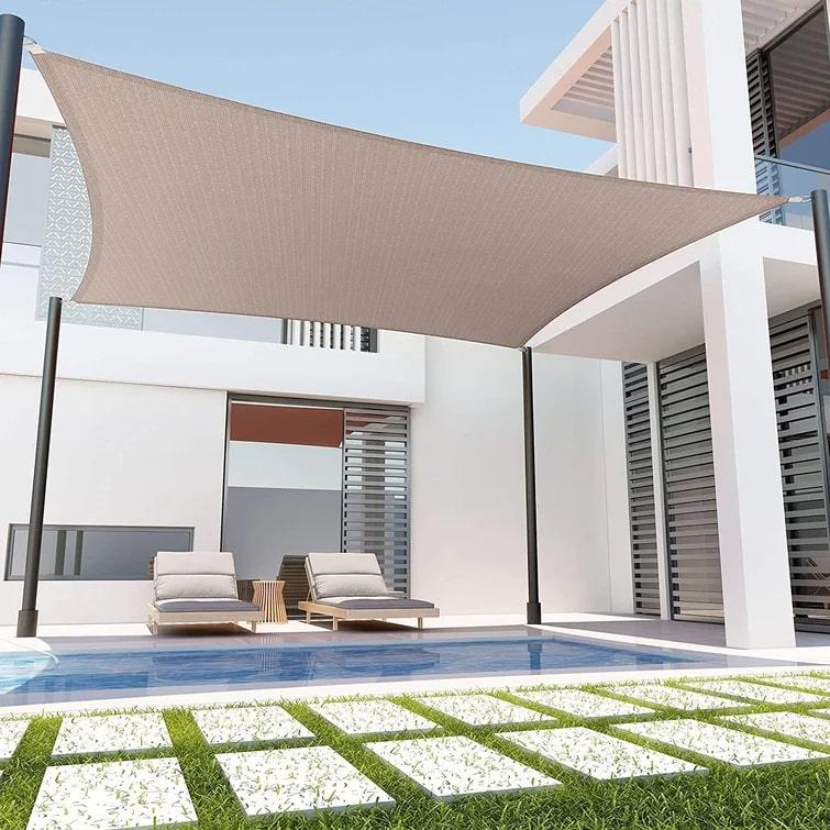 Toile d'ombrage Carré Taupe Mon refuge Fraicheur