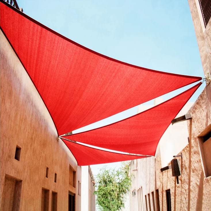 Toile d'ombrage Triangulaire Rouge