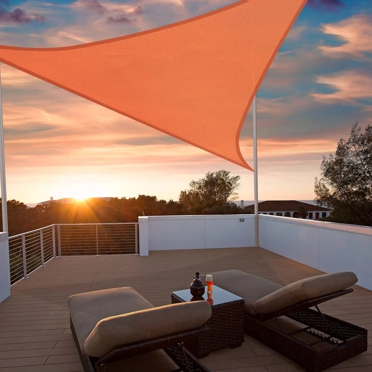 Toile d'ombrage Triangulaire Orange Mon refuge Fraicheur