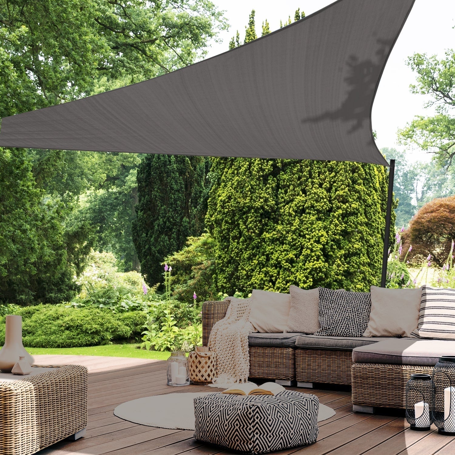 Toile d'ombrage Triangulaire Anthracite Mon refuge Fraicheur
